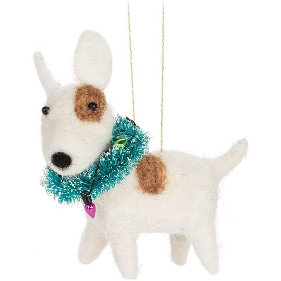 Bull Terrier with Wreath Ornament – Holiday Décor gift Montreal Villeray Urban Palate