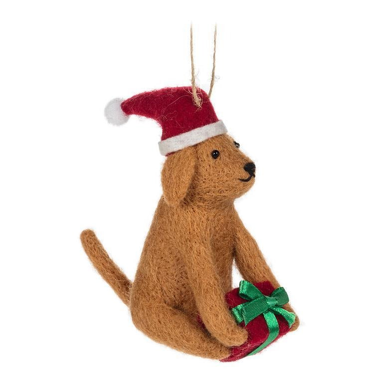 Christmas Dog with Present Ornament – Holiday Décor gift Montreal Villeray Urban Palate