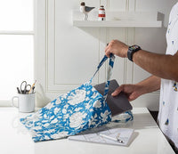 Sac cabas simple à motif floral et papillon - Bleu