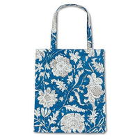 Sac cabas simple à motif floral et papillon - Bleu