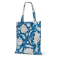 Sac cabas simple à motif floral et papillon - Bleu