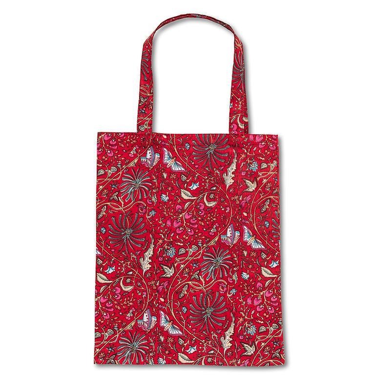 Floral & Butterfly Simple Tote Bag - Red