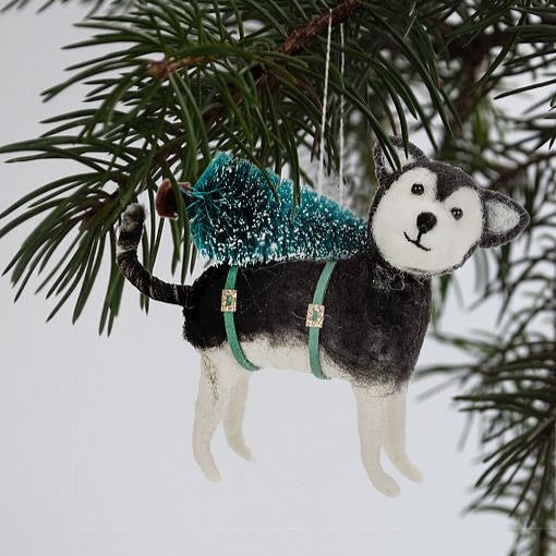 Adorno de árbol de husky