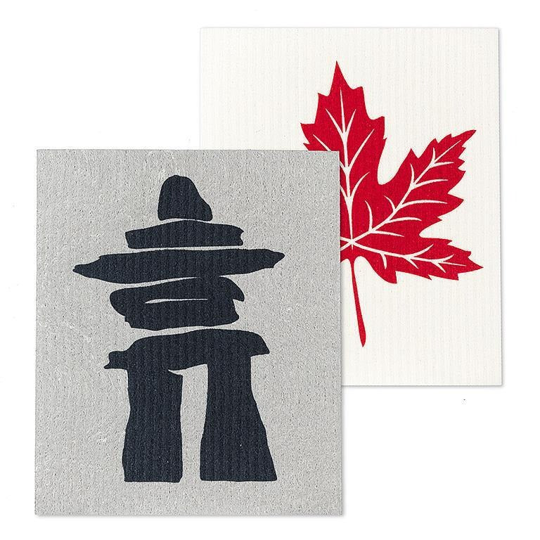 Swedish Sponge Cloths - Inukshuk & Maple Leaf - Set of 2