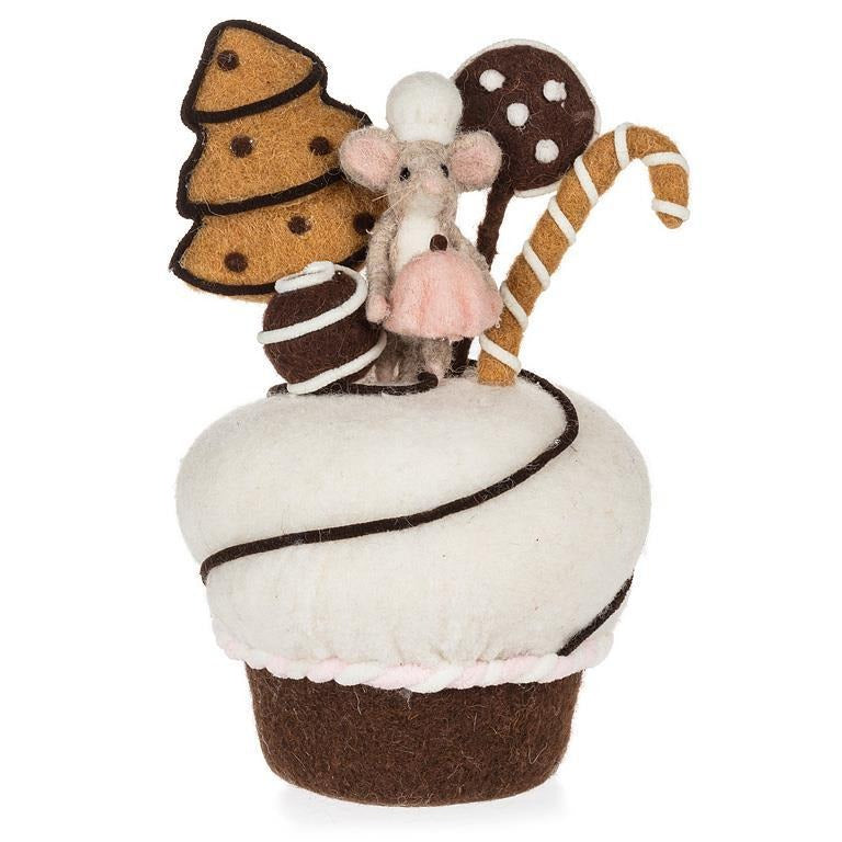 Grand cupcake avec biscuits et souris
