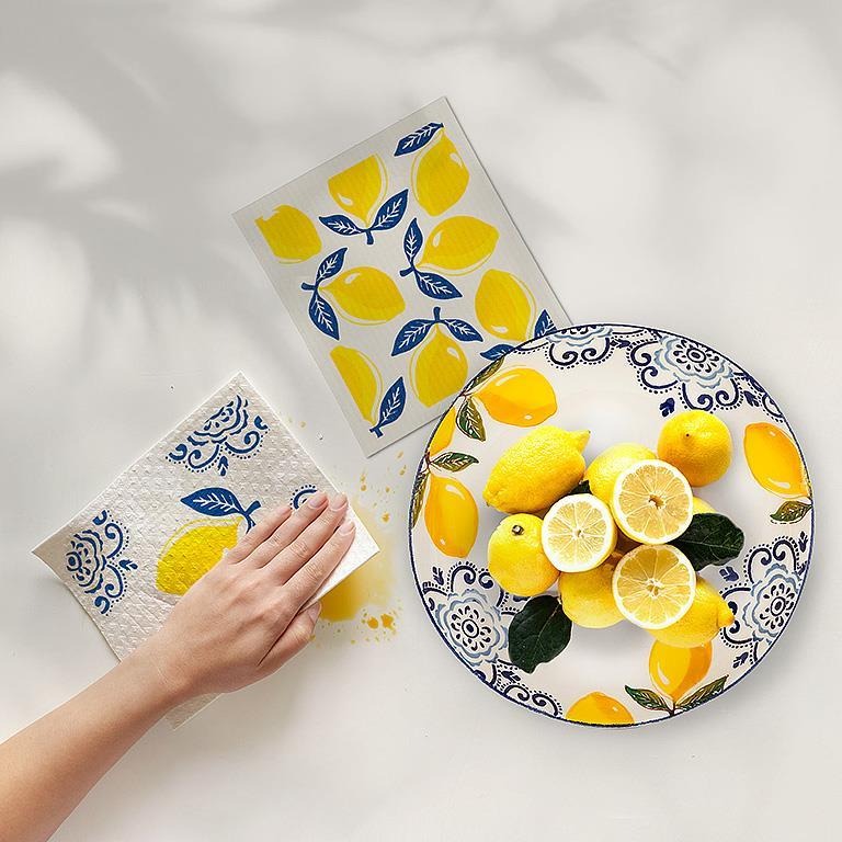 Swedish Sponge Cloth - Lemon Dishcloths - Set of 2 – Kitchen Linens gift Montreal Villeray Urban Palate