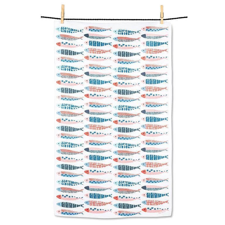 Paños de cocina con hileras de peces