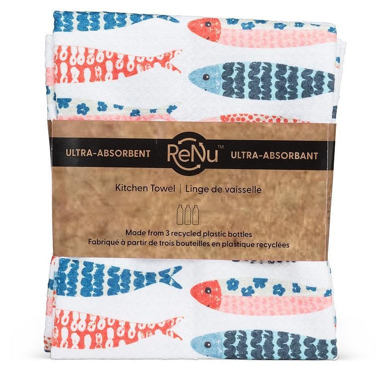 Paños de cocina con hileras de peces