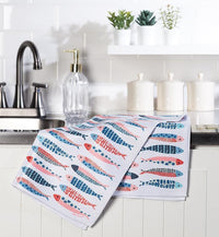 Paños de cocina con hileras de peces