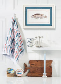 Paños de cocina con hileras de peces
