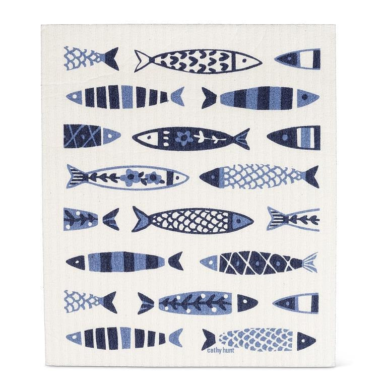 Juego de paños de cocina y trapos de cocina con peces nadando