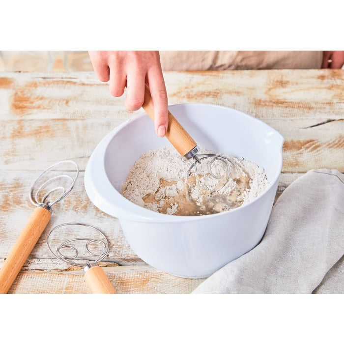 LAIB & SEELE Danish Dough Whisk with Beechwood Handle - 2 Loops