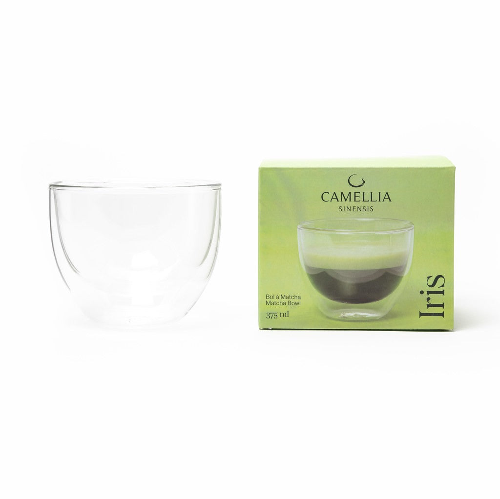 Double Wall Glass Matcha Bowl - Iris