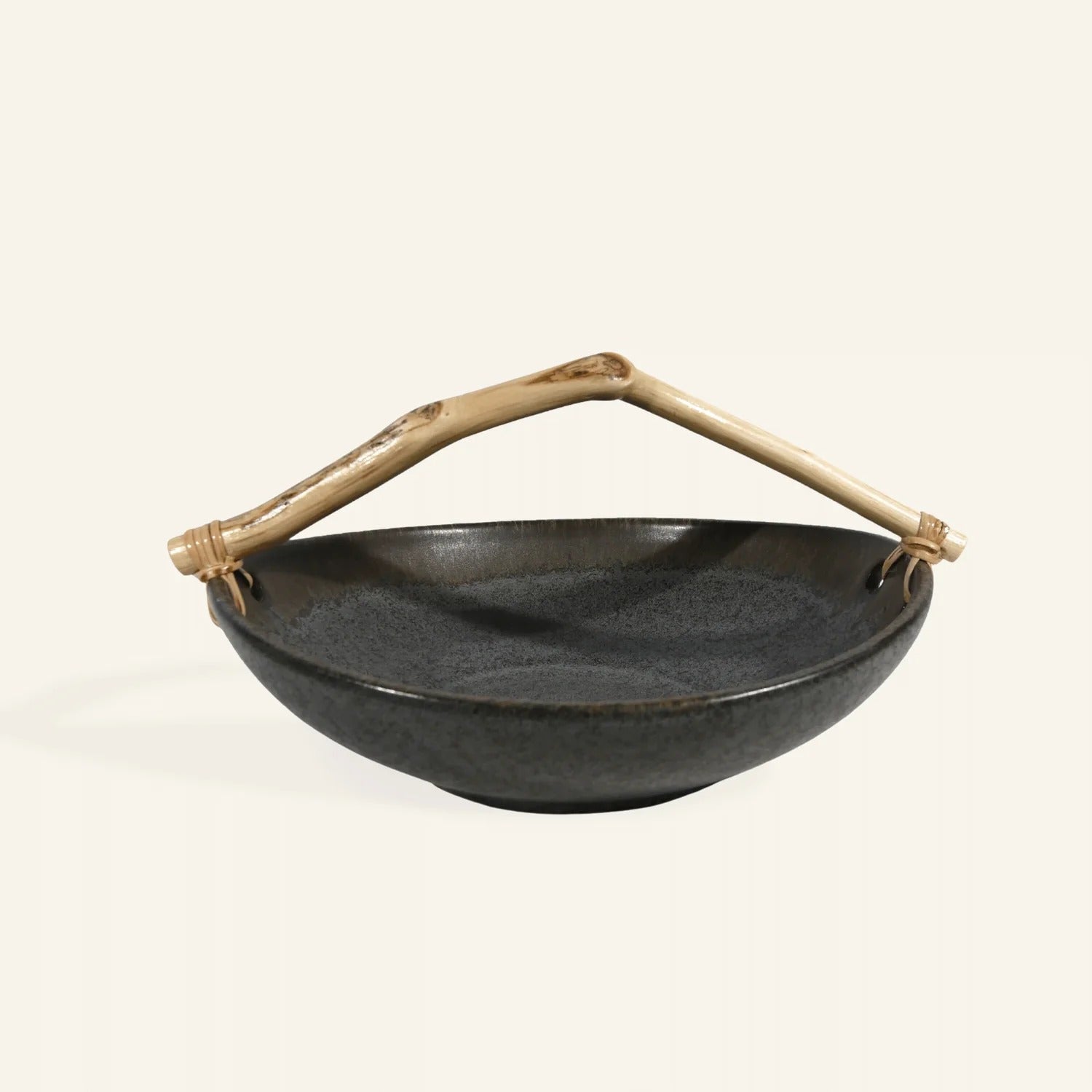 Ceramic and Wood Dish - Black / Grey