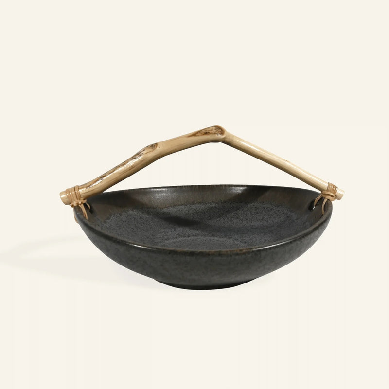 Ceramic and Wood Dish - Black / Grey