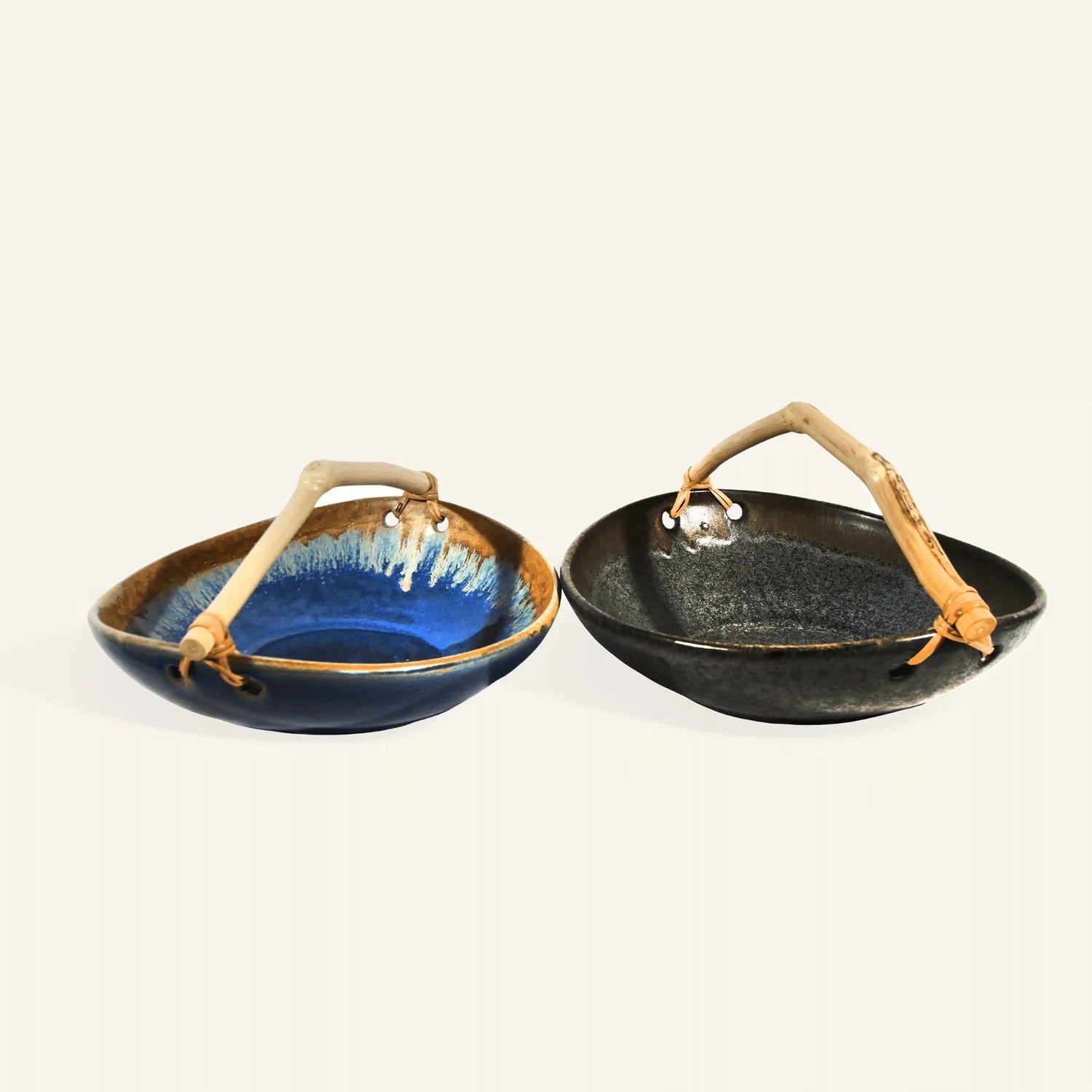 Ceramic and Wood Dish - Black / Grey