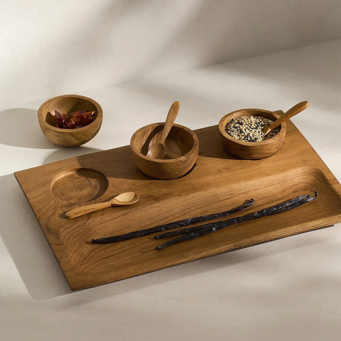 Teak Wood Aperitif Board and Bowls – Serveware gift Montreal Villeray Urban Palate