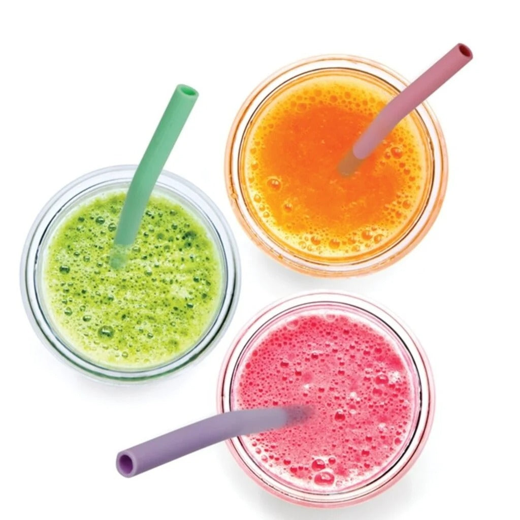 Juego de 6 mini pajitas de silicona