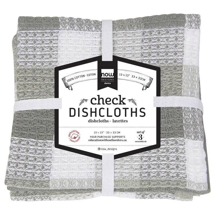 Paños de cocina tipo gofre London Gray a cuadros - Juego de 3