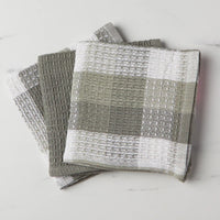 Paños de cocina tipo gofre London Gray a cuadros - Juego de 3