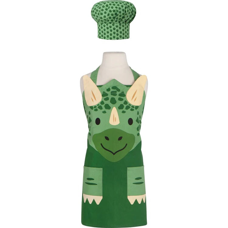 Delantal y gorro de dinosaurio para niños