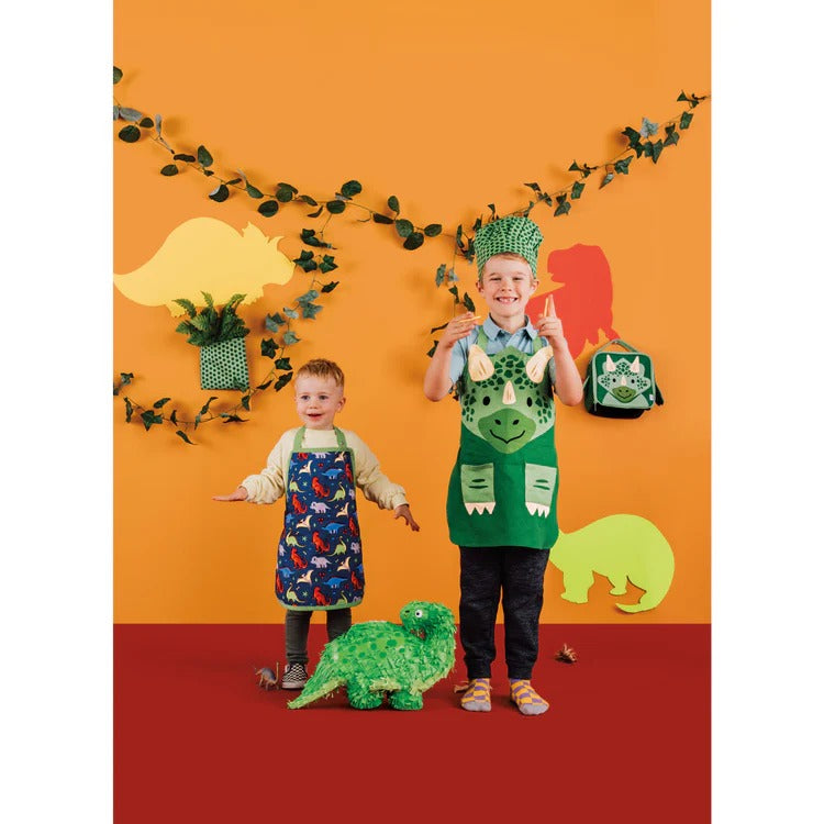 Delantal y gorro de dinosaurio para niños