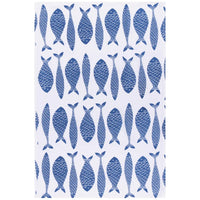 Fish Print Royal Blue Floursack Dishtowels Set of 2