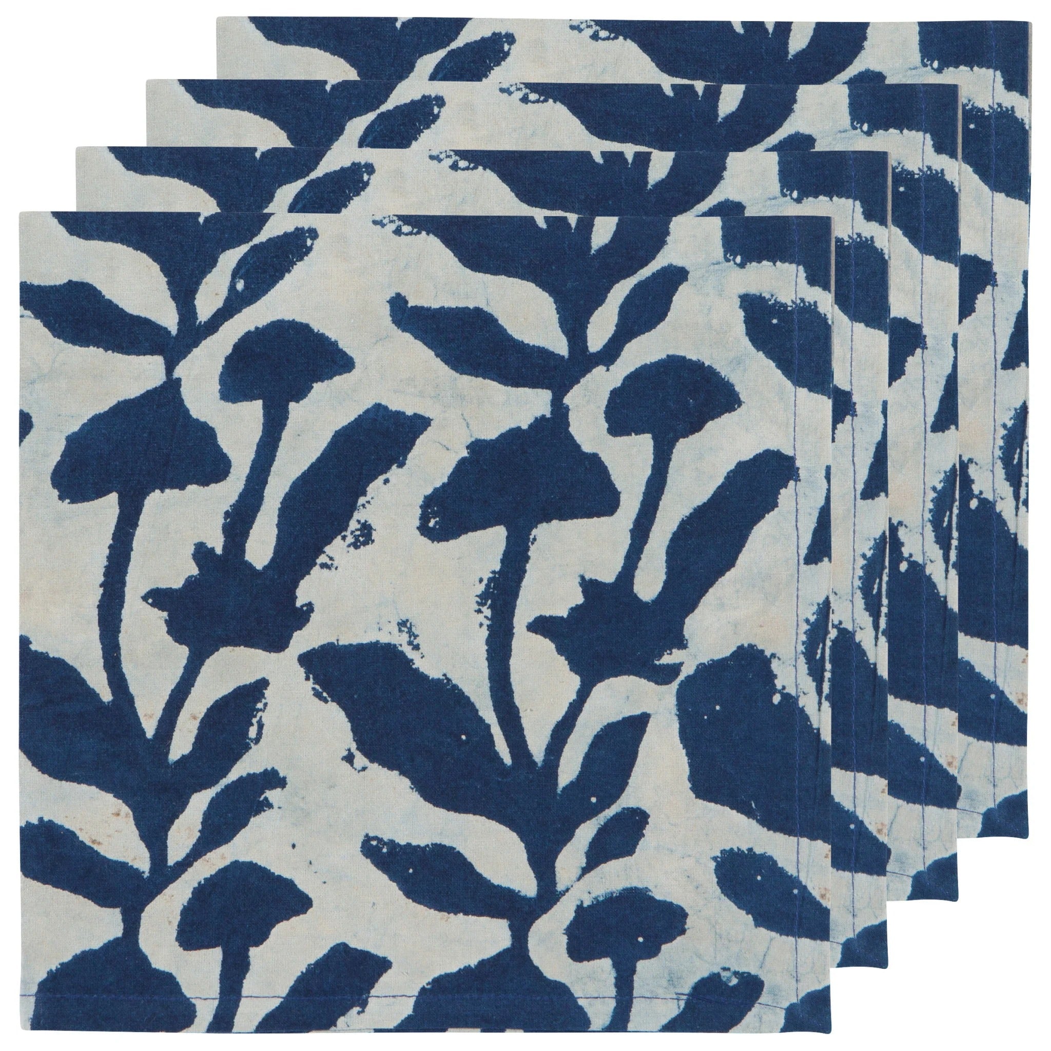 Flourish Block Print Napkins - Set of 4 – Kitchen Linens gift Montreal Villeray Urban Palate