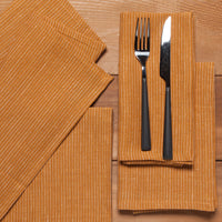 Ochre Pinstripe Linen Napkins Set of 4