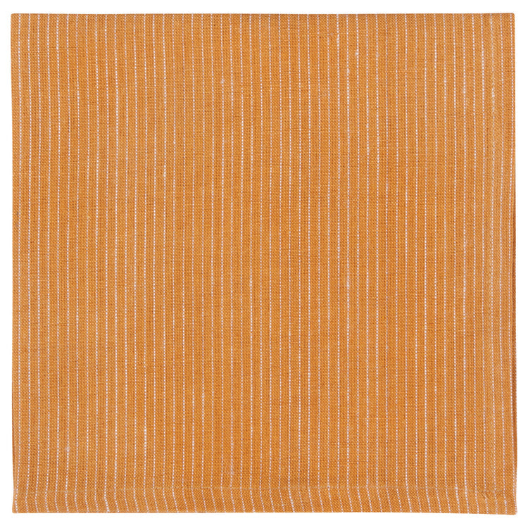 Ochre Pinstripe Linen Napkins Set of 4