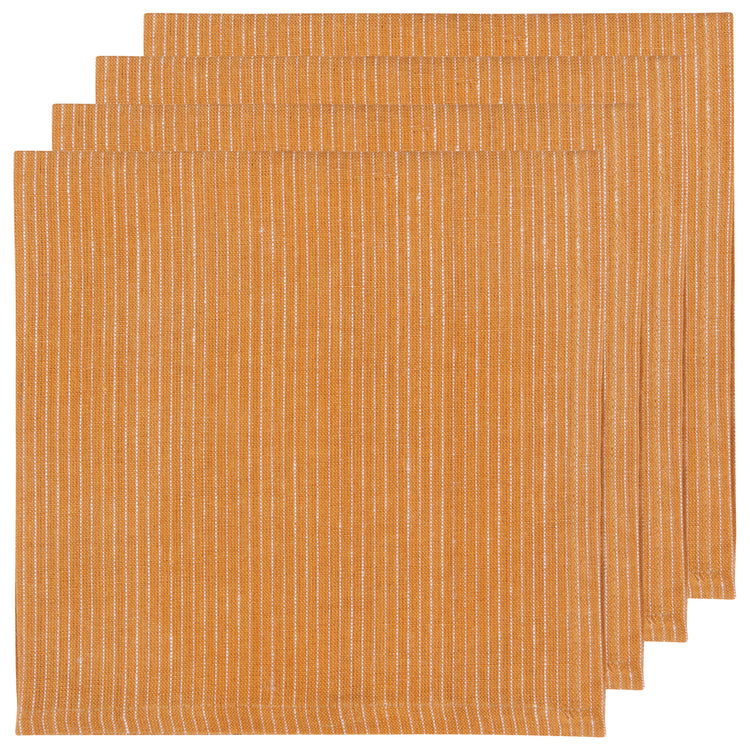 Ochre Pinstripe Linen Napkins Set of 4