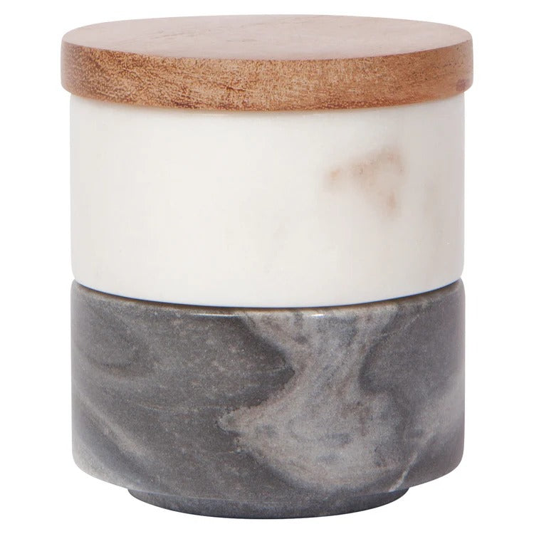 White & Slate Marble Salt Cellar