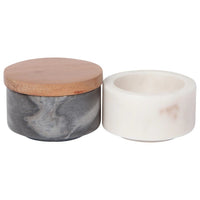 White & Slate Marble Salt Cellar