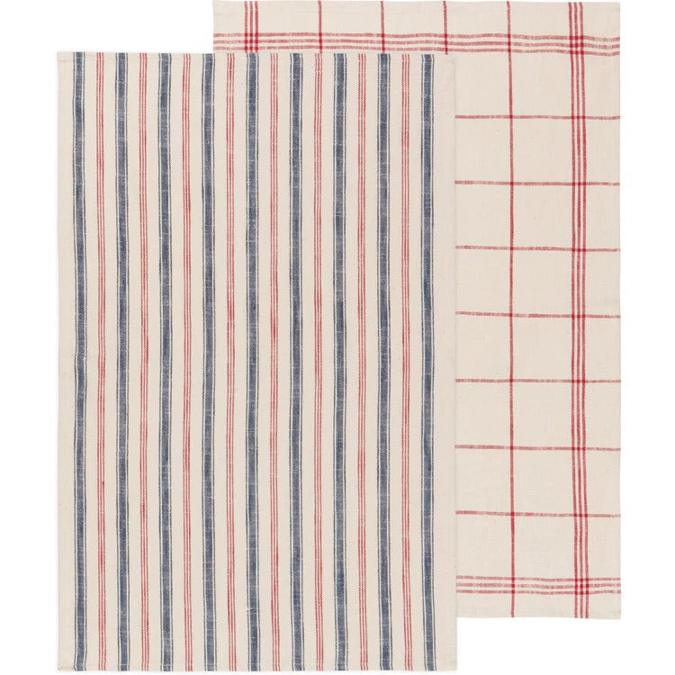 Juego de 2 paños de cocina vintage franceses Jules