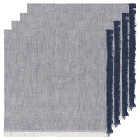 Lot de 4 serviettes en chambray bleu nuit