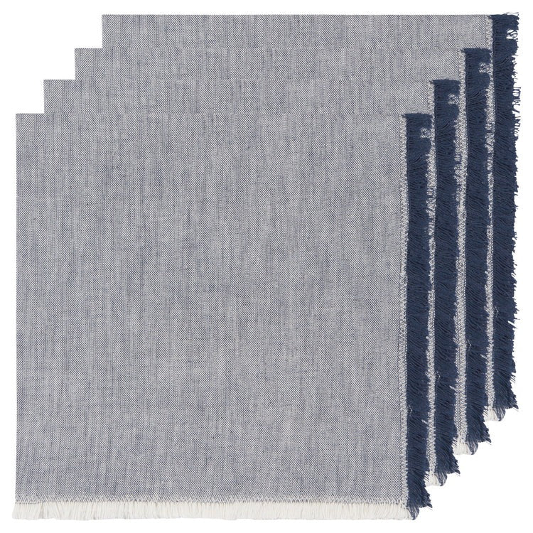 Lot de 4 serviettes en chambray bleu nuit