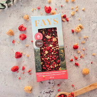 Dark Chocolate and Quebec Raspberry Duo 80g