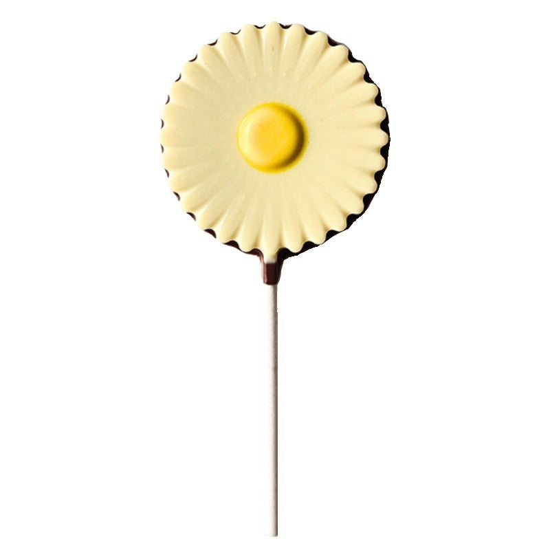 Pirulí de chocolate con leche artesanal con forma de flor 25 g