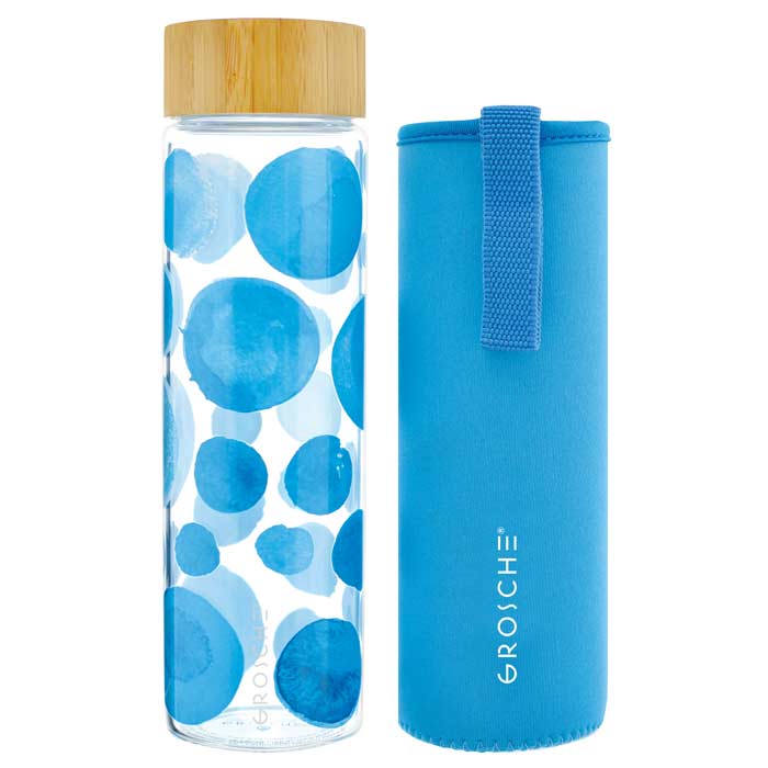 VENICE Glass Water Bottle with Bamboo Lid 670ml