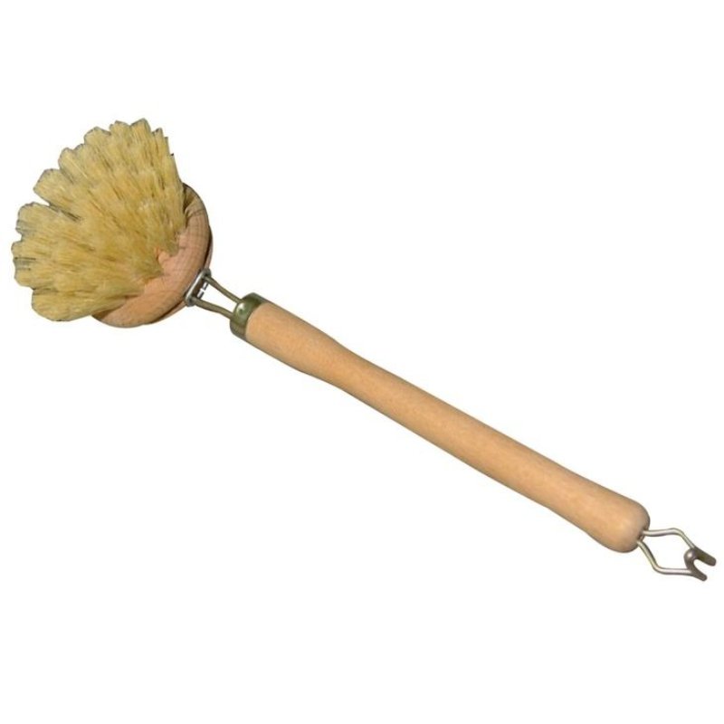 Grande brosse à vaisselle en bois à poils naturels