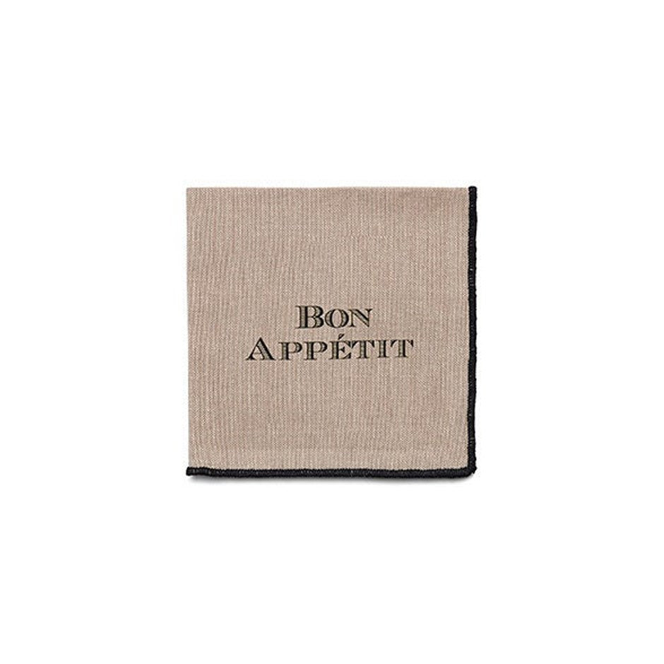 Bon Appetit Cocktail Napkins - Set of 12 - Natural – Kitchen Linens gift Montreal Villeray Urban Palate