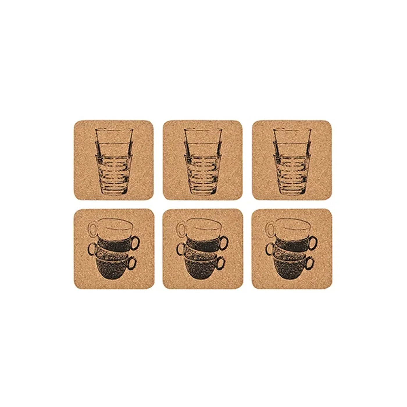 Ensemble de 6 sous-verres en liège - Tasses et Verres