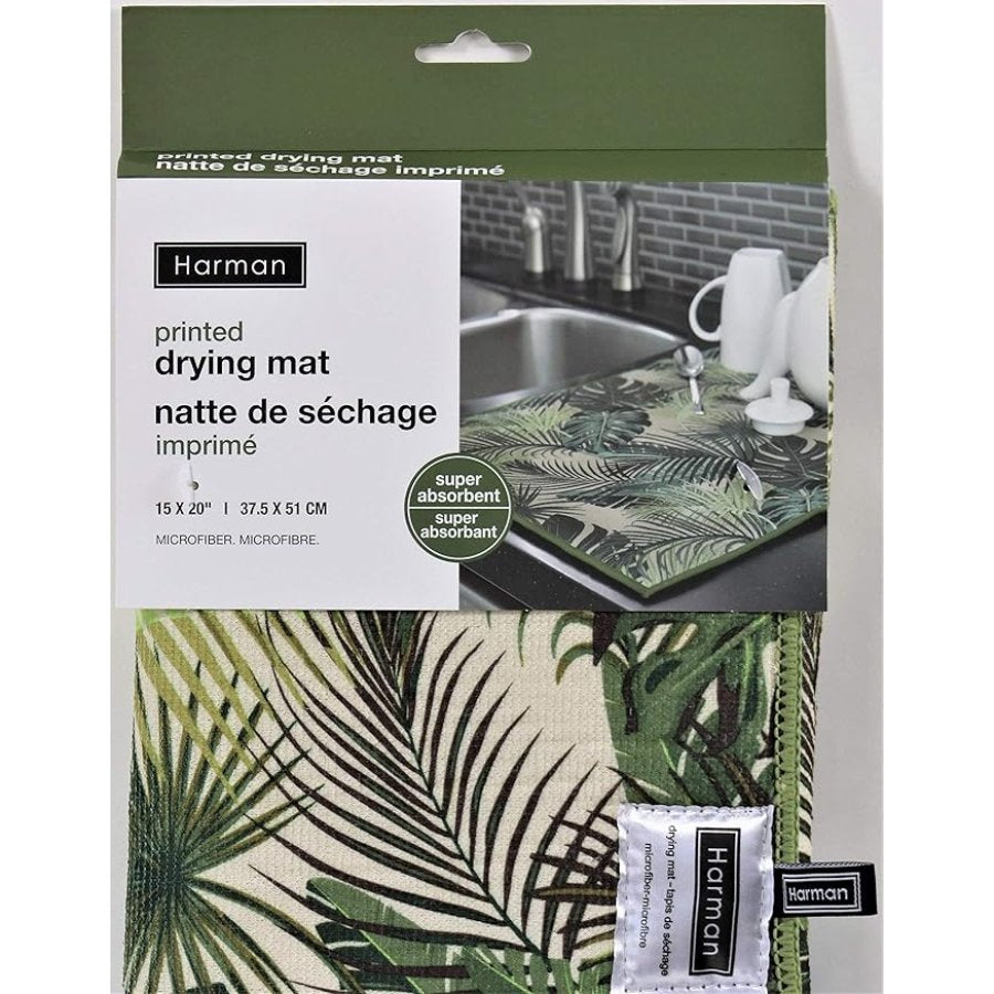 Microfiber Dish Drying Mat 15" x 20" - Green Palms