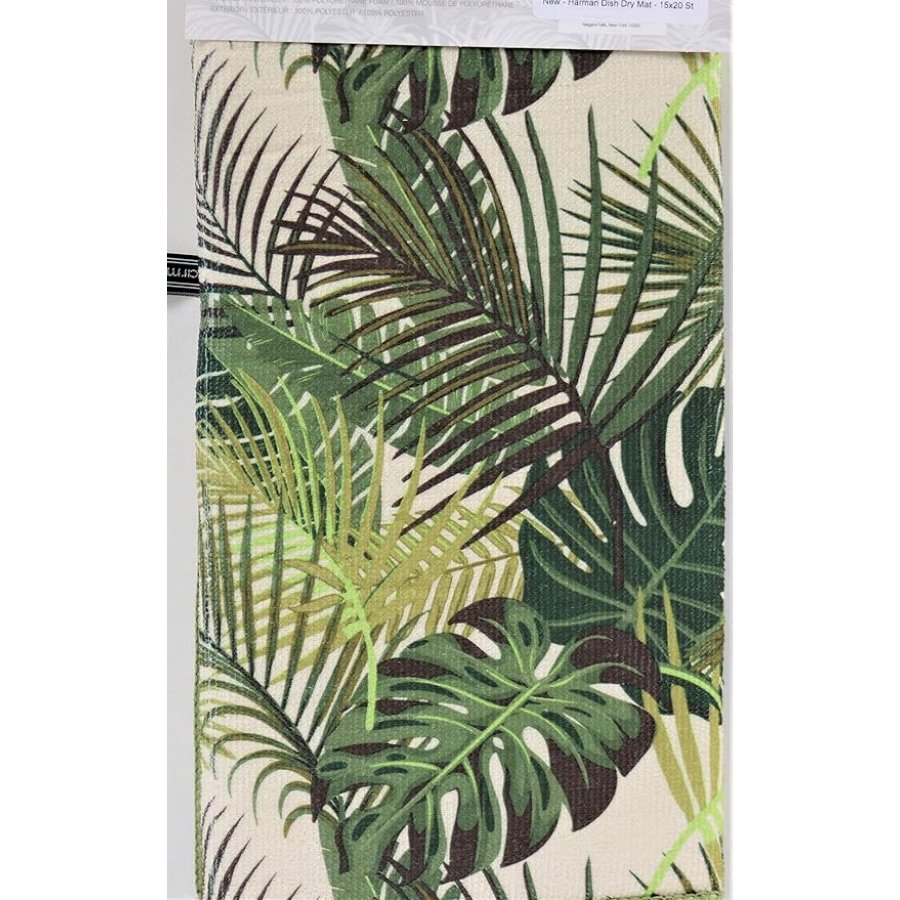 Microfiber Dish Drying Mat 15" x 20" - Green Palms