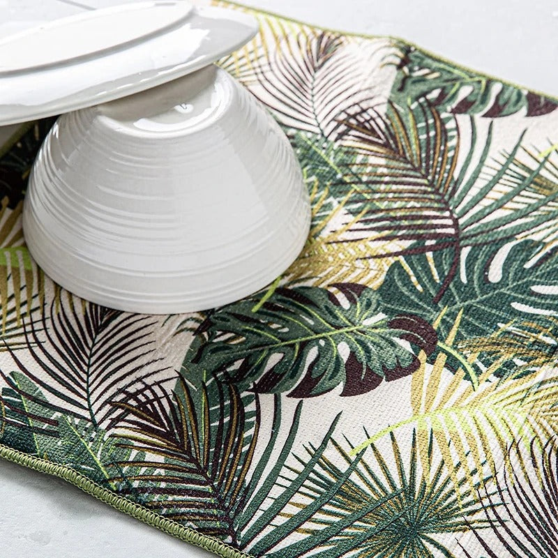 Microfiber Dish Drying Mat 15" x 20" - Green Palms