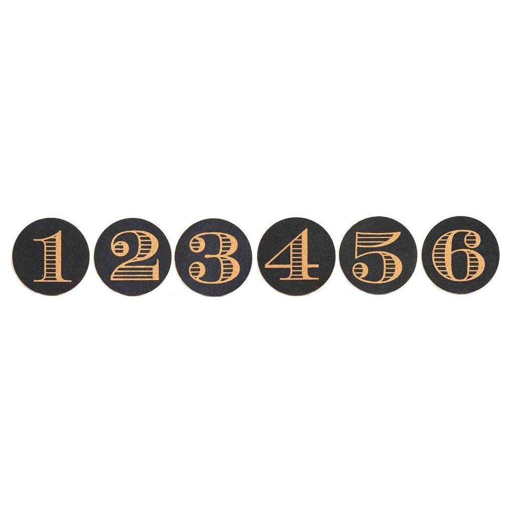 Set of 6 Number Coasters  - Black – Home Décor gift Montreal Villeray Urban Palate