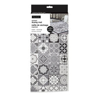 Spanish Tile Printed Drying Mat Black 15" x 20" – Serveware gift Montreal Villeray Urban Palate