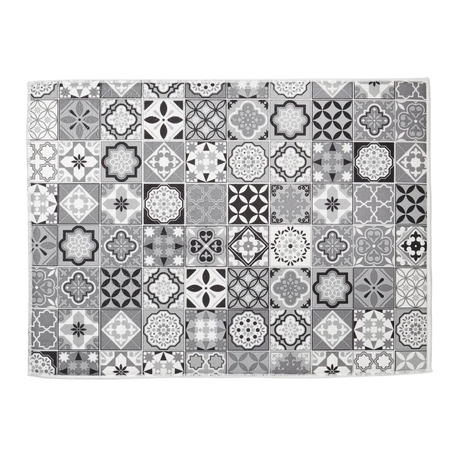 Spanish Tile Printed Drying Mat Black 15" x 20"