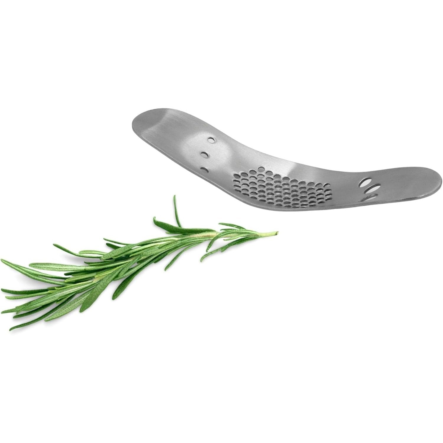 Presse-ail en acier inoxydable avec éplucheur d'herbes intégré