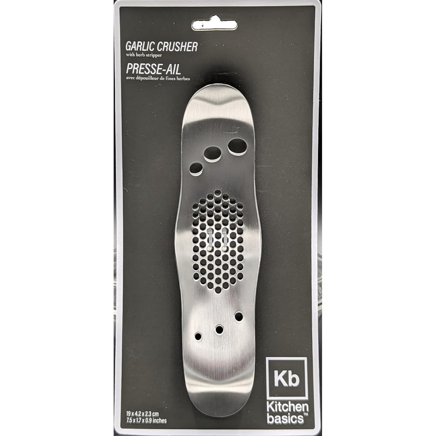 Presse-ail en acier inoxydable avec éplucheur d'herbes intégré